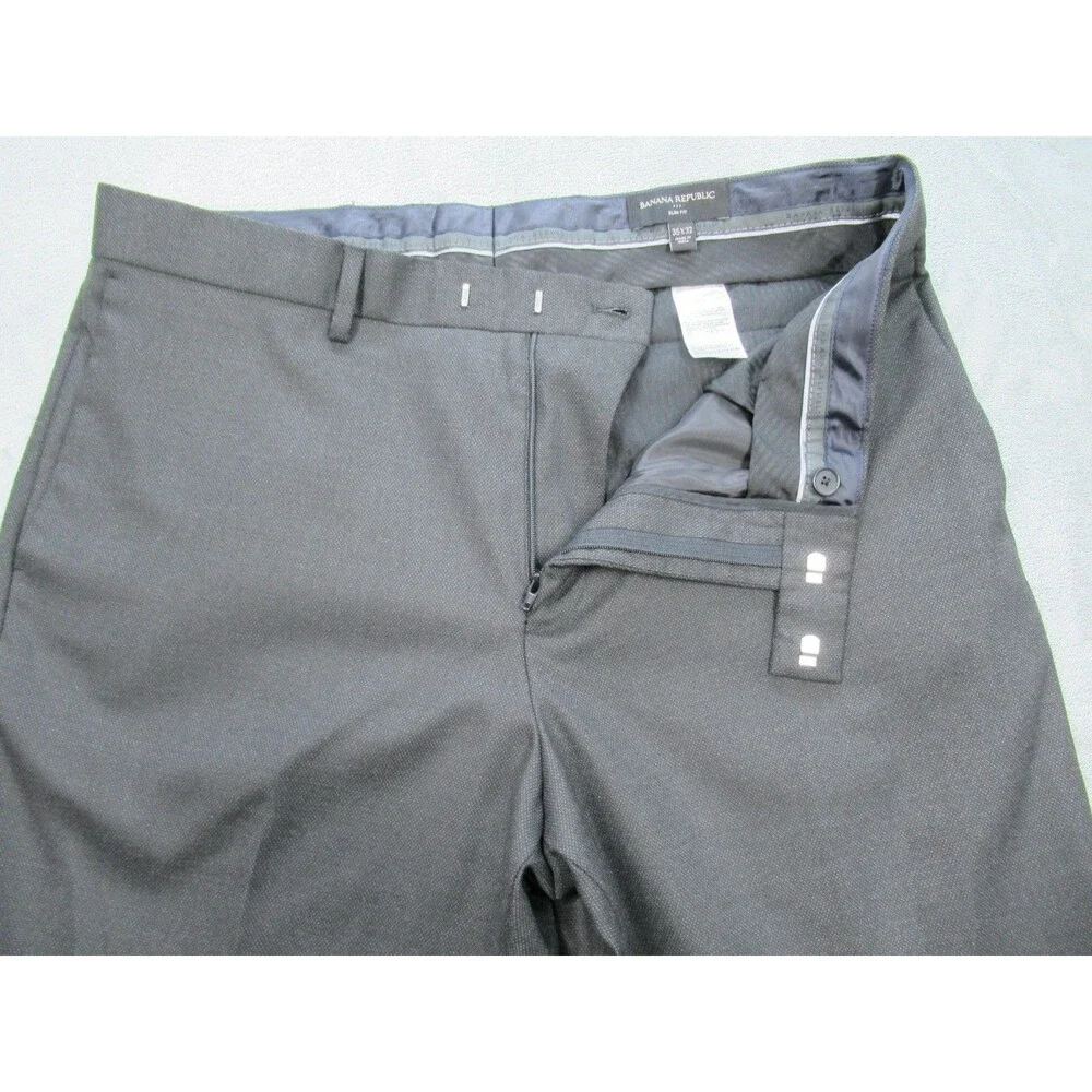 Banana Republic Dress Pants Men's 35x32 (Actual 34 x 31) Slim Fit Dark Gray